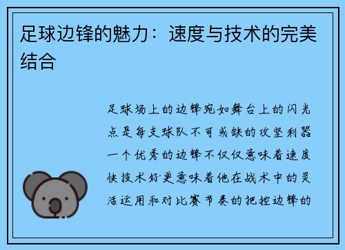 足球边锋的魅力：速度与技术的完美结合